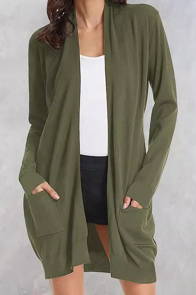 Plus Size Casual Long Sleeve Knit Cardigan