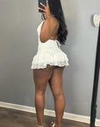 Chic Lace Backless Dress with Tie for Fall