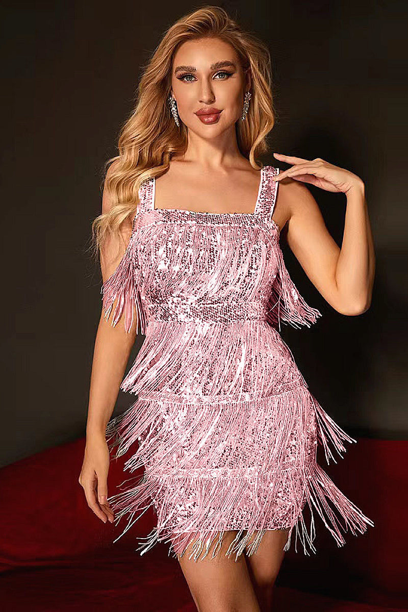 2026 Elegant Sequin Fringe Party Dress