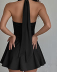 Stylish V-Neck Backless Mini Dress
