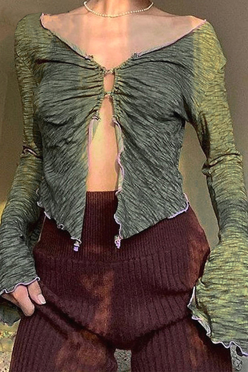 Summer New Women's Ruffled Sleeve Slim Top