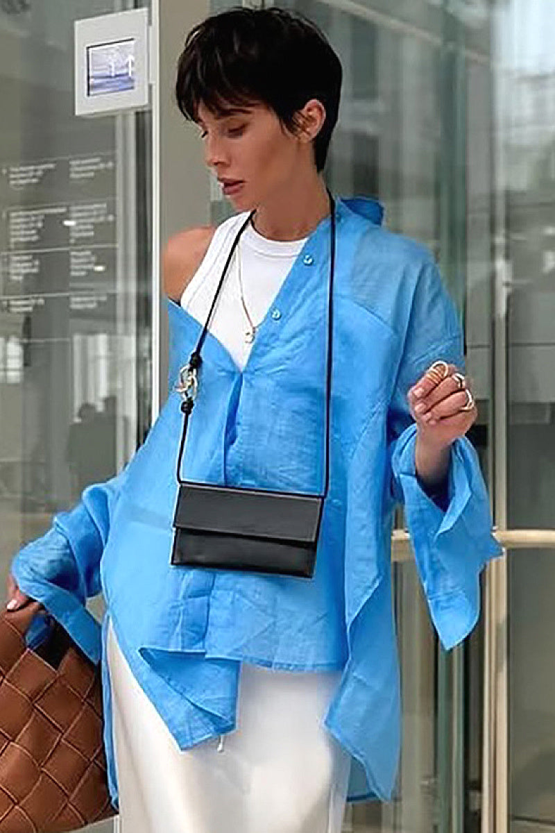 Autumn New Fashion Sheer Long Sleeve Tencel Shirt