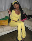 Autumn Casual Solid Color Square Neck Set