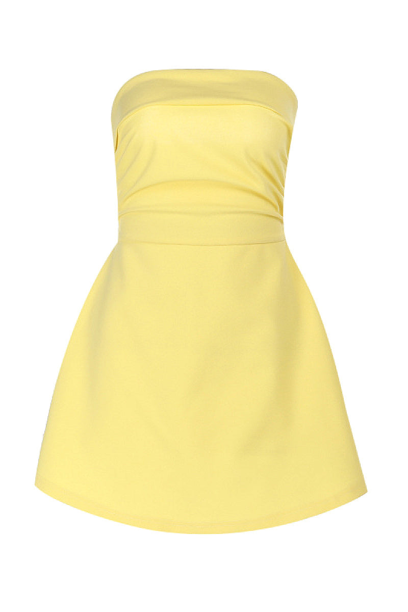 Solid Color Strapless A-Line Dress for Women