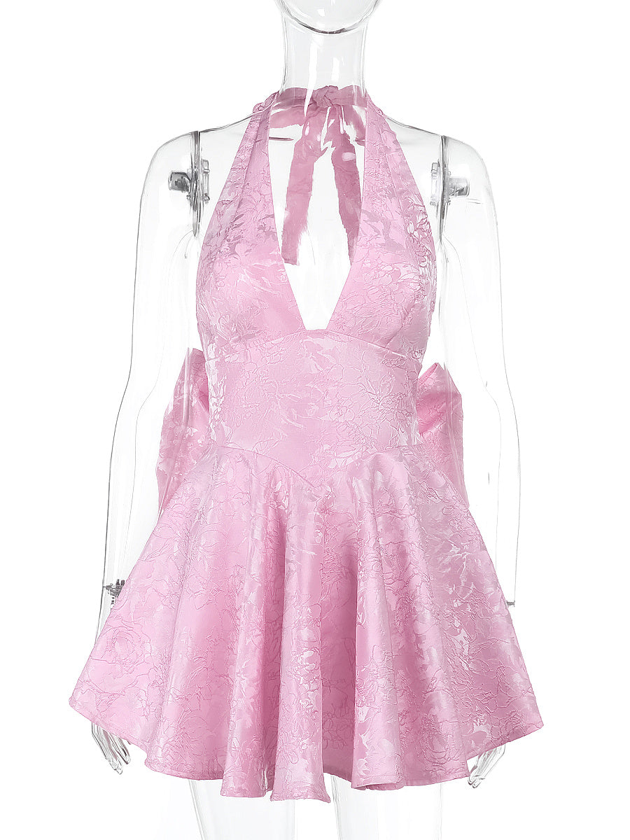 Elegant Spring Halter Neck Floral Dress