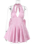 Elegant Spring Halter Neck Floral Dress