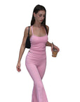 Summer Solid Color Slim Fit Jumpsuit Set