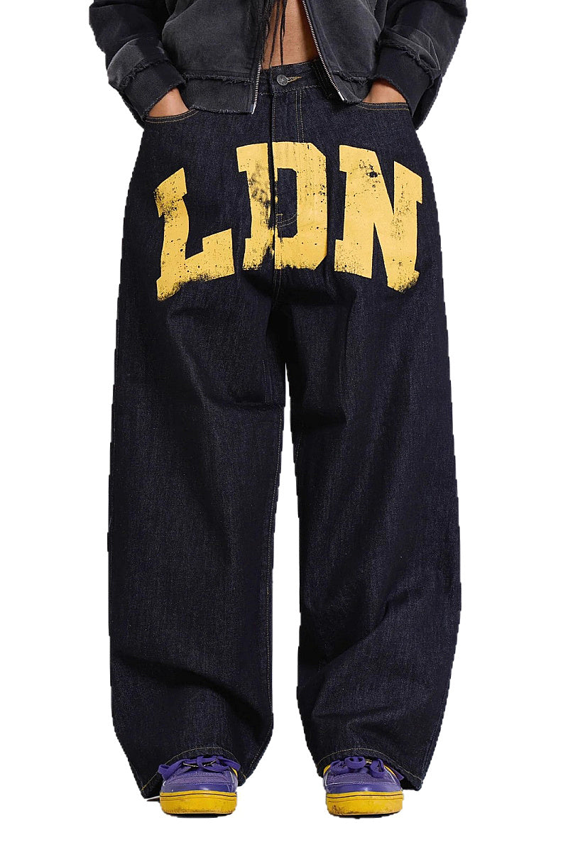 Trendy Letter Print Baggy Jeans for Women