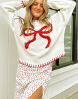 Autumn Winter Christmas Bow Sweater for Women