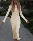 Stylish Women's Long Sleeve Dress with Ruffle Hem
