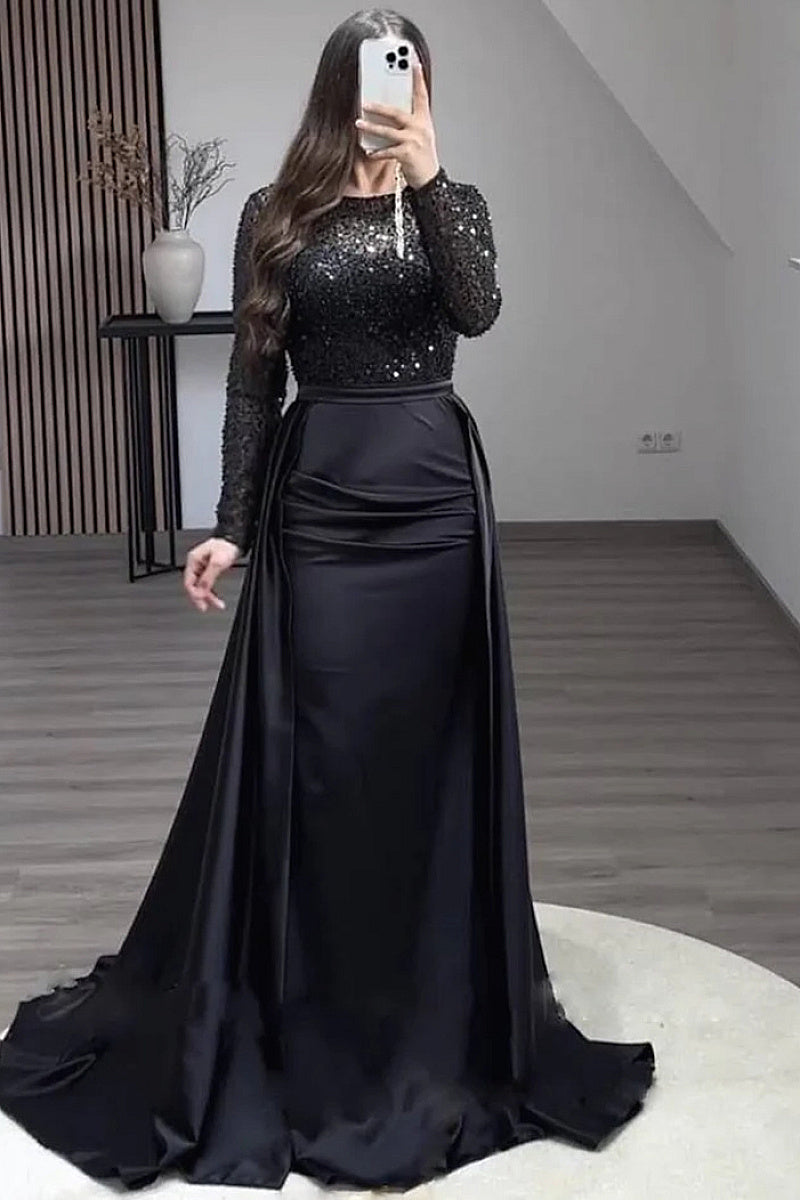 Elegant Long Sleeve Sequin Evening Dress for Women