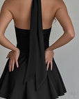 Stylish V-Neck Backless Mini Dress