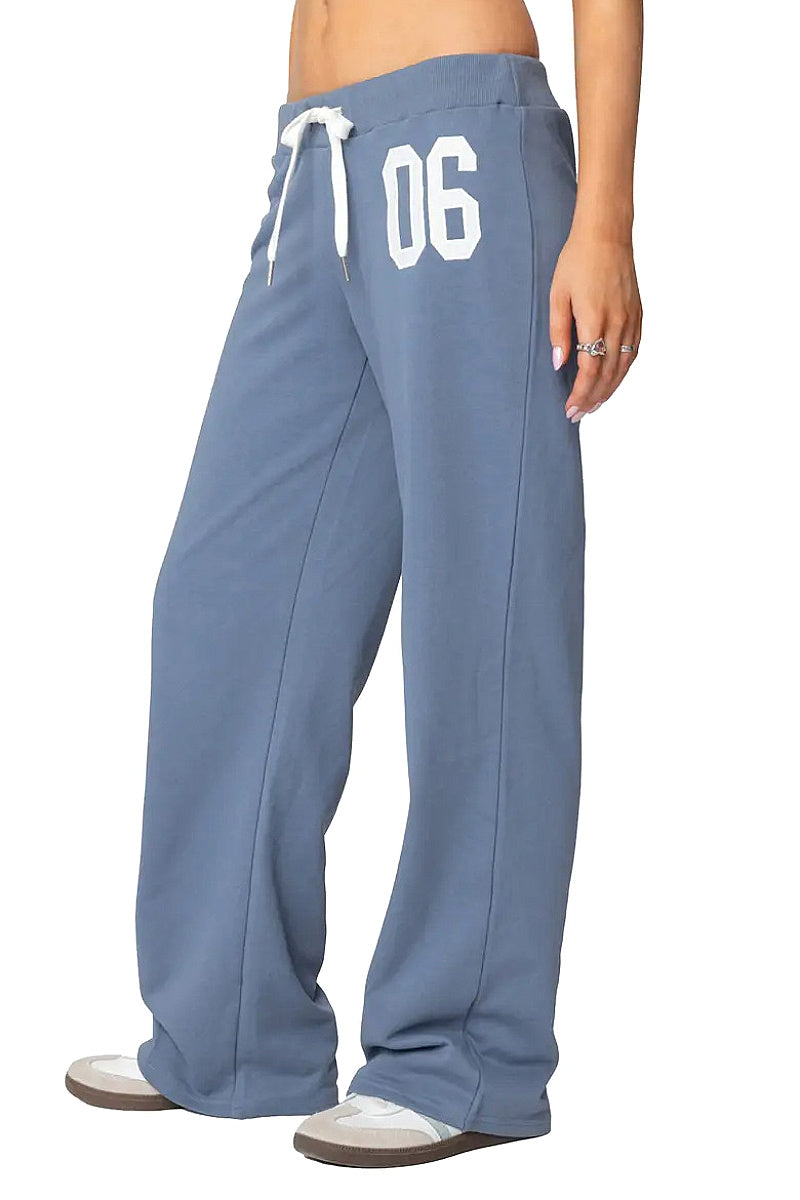 Trendy Letter Print Wide Leg Pants for Women