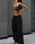 Casual Drawstring Waist Cargo Pants for Women