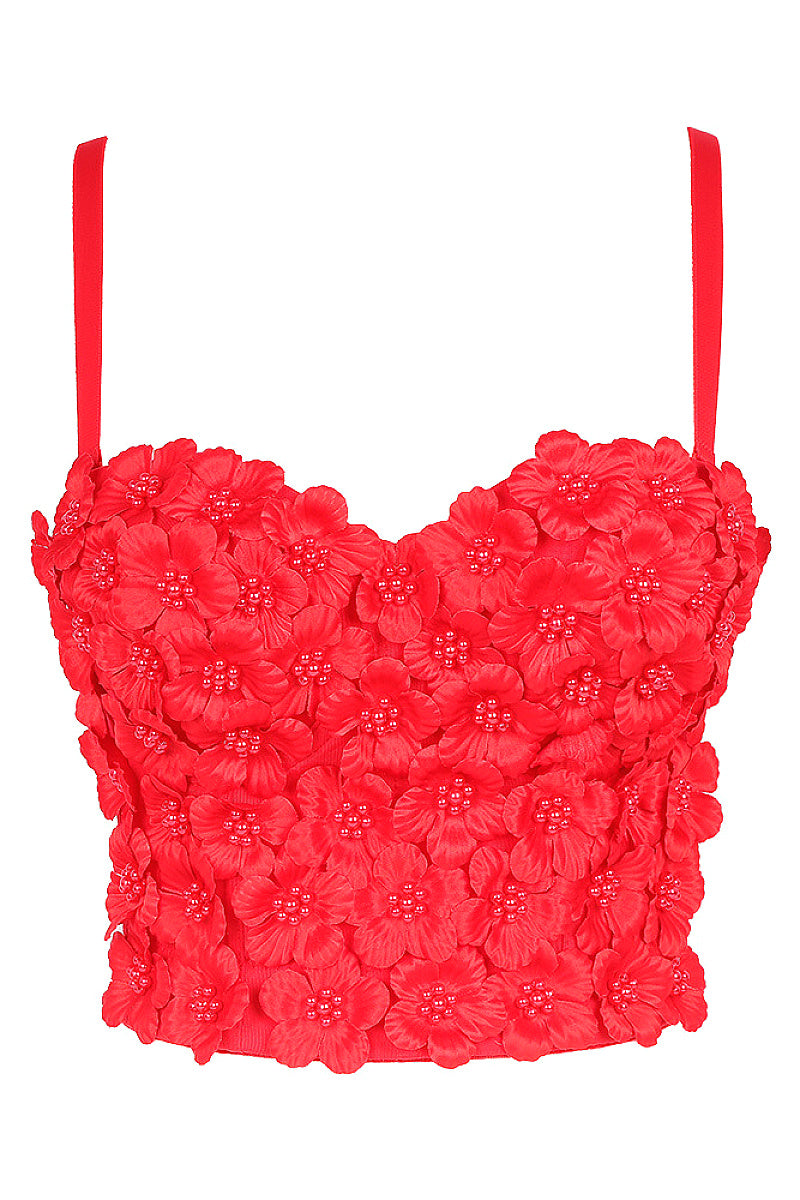 Floral Beaded Strapless Top for Women