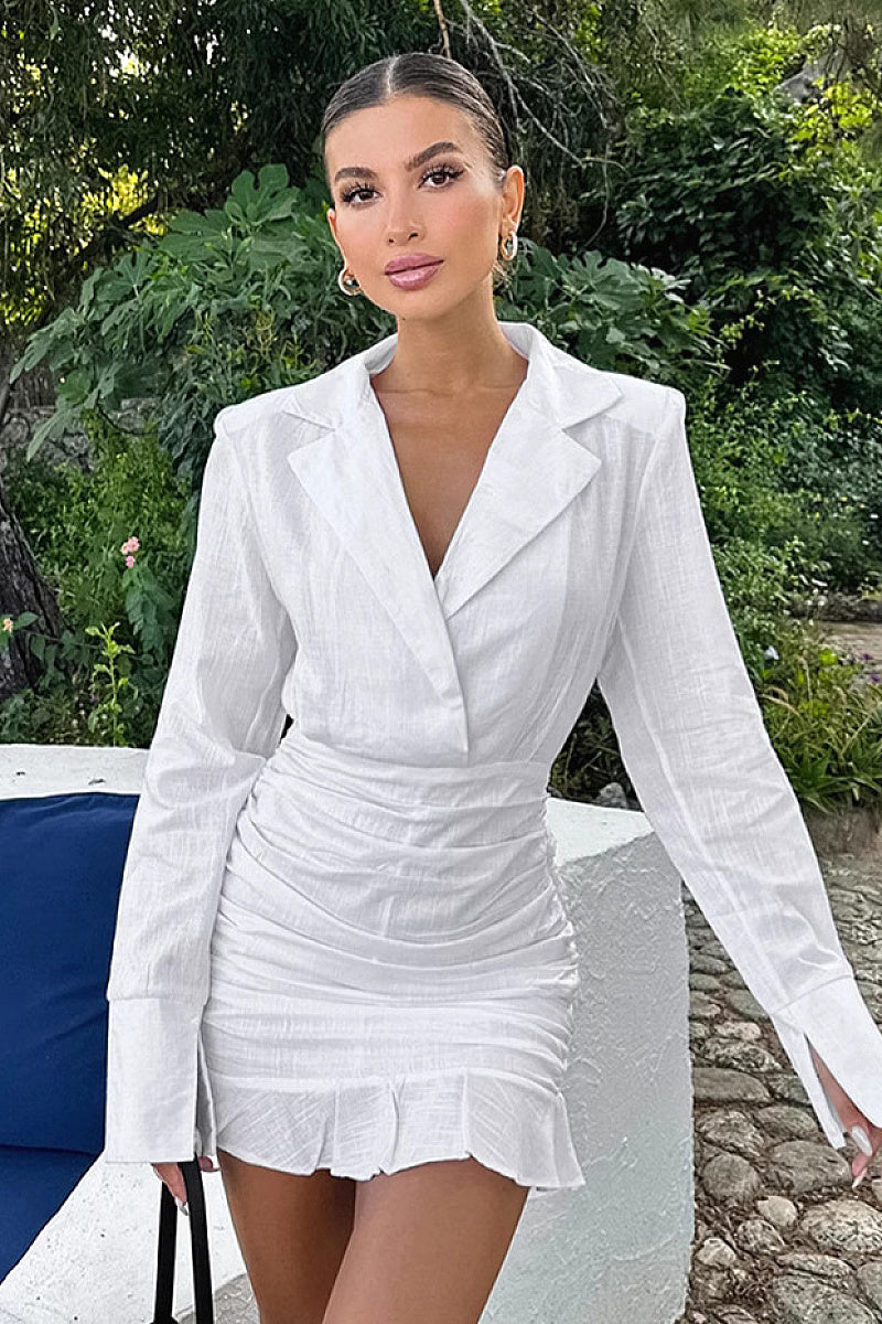 Spring Commuter Cotton Linen Suit Dress for Women