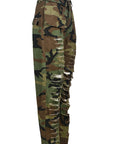 Camouflage Slim Fit Ripped Casual Pants