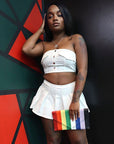 Trendy Women's Sexy Cropped Pleated Skirt Set