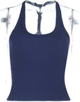 Basic U-Neck Hollow Back Tank Top for Women