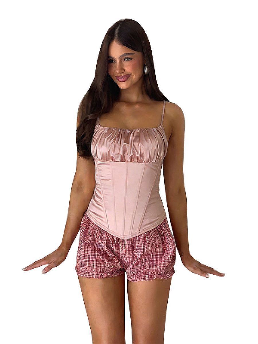 Sexy Ruched Waist Cami Top for Summer