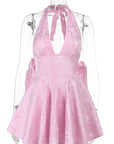 Elegant Spring Halter Neck Floral Dress