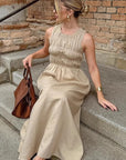Elegant French Style Khaki A-Line Dress