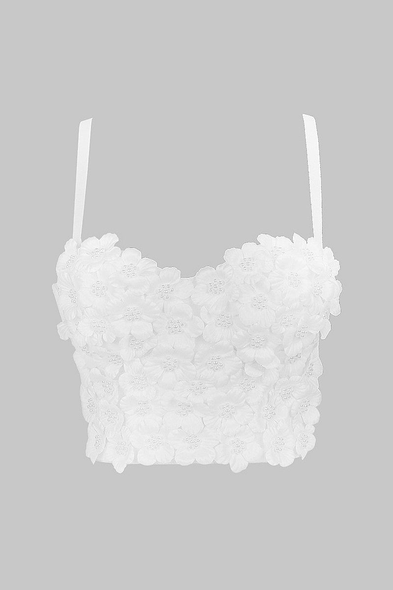 Floral Beaded Strapless Top for Women