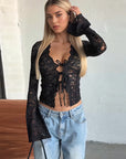 Vintage French Style Sheer Lace Cardigan