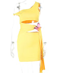 Asymmetrical Hollow Out Butterfly Decor Dress