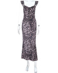 French Style Leopard Print V-Neck Dress