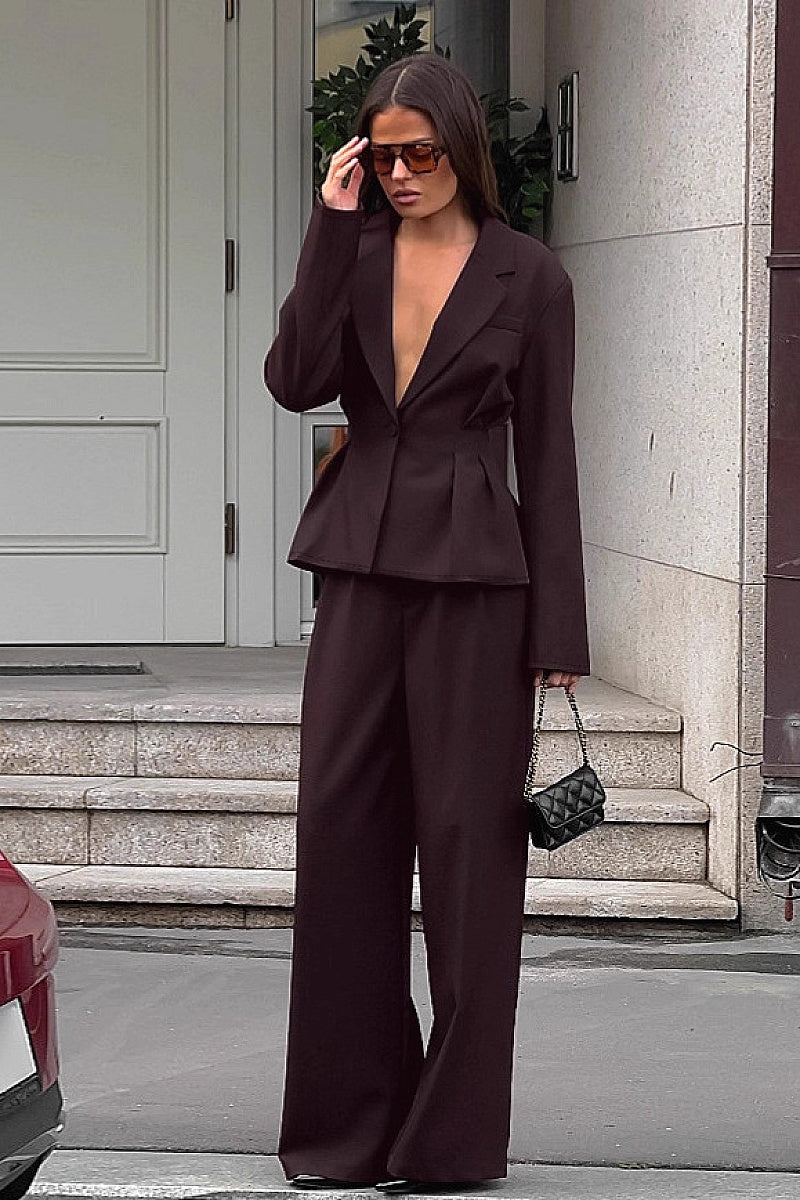 Casual Waist-Defined Suit Set for Women