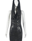 Stylish Sequin Hooded Backless Dress