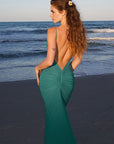 Backless Ruched Bodycon Maxi Dress