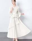 European Style Tie Waist Flare Sleeve Top Set