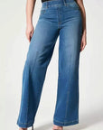 High Waist Wide Leg Stretch Denim Pants for Women