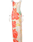 Sexy Hollow Back Floral Maxi Dress