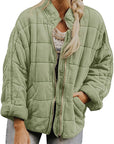 Solid Color Stand Collar Cotton Jacket for Women