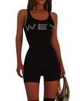 Casual Street Style Sleeveless Top with Rhinestones