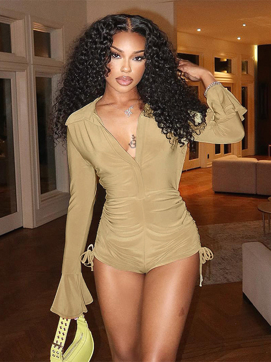 Sexy Drawstring Long Sleeve Jumpsuit