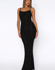 Elegant Summer Backless Dress with Rhinestones