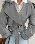 Chic Long Sleeve Tie Collar Coat for Women