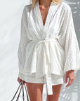 Fashionable V-Neck Puff Sleeve Two-Piece Set