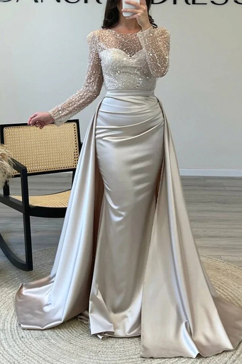 Elegant Long Sleeve Sequin Evening Dress for Women