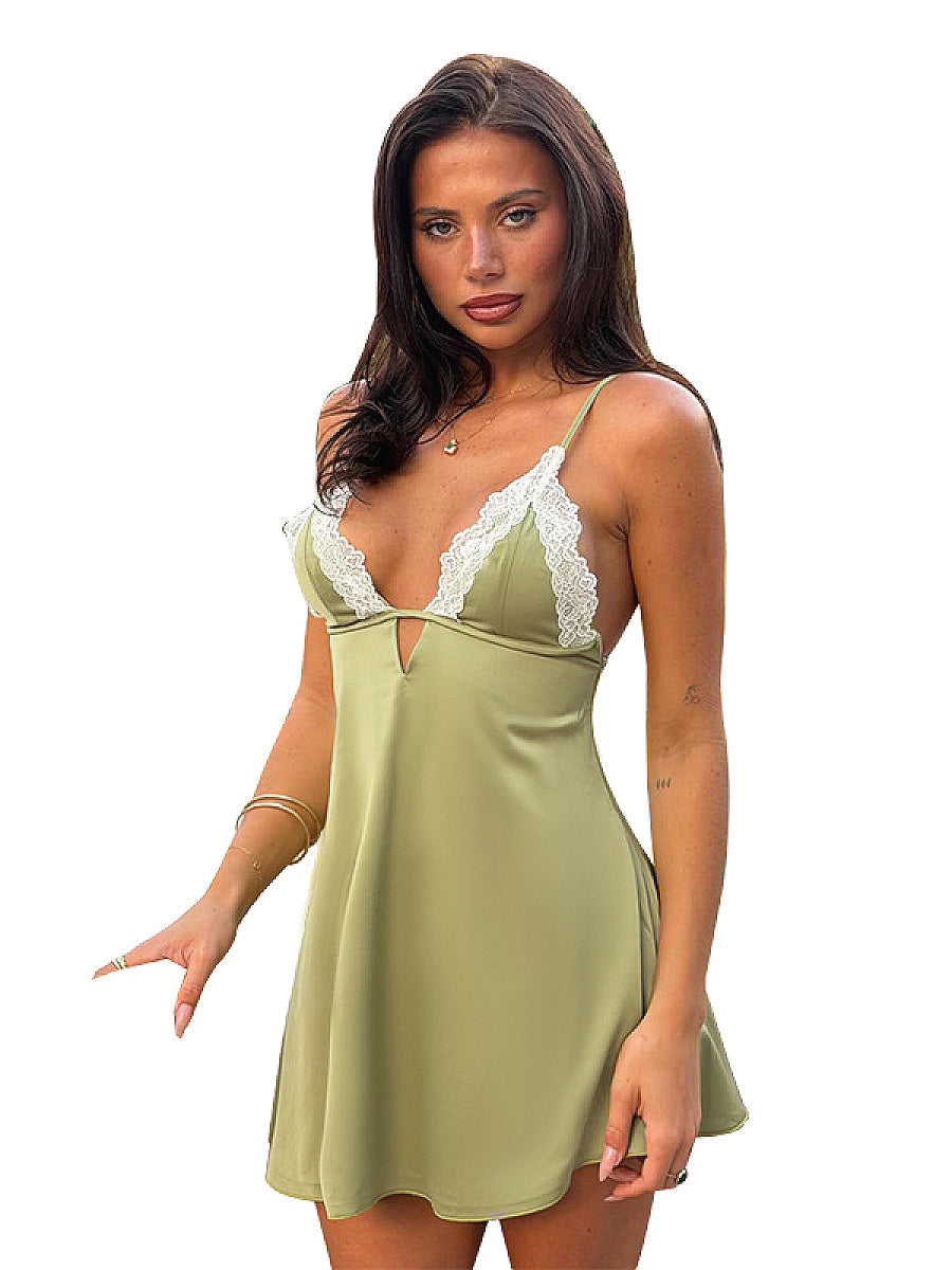 Sexy Deep V Lace Cami Dress for Women