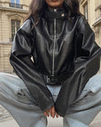 Trendy Street Style Leather Jacket for Women