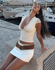 Sexy Lace V-Neck Short Sleeve Top
