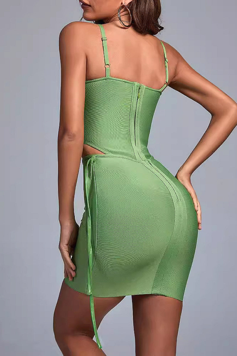 Green Bandage Dress for Women Summer Fashion