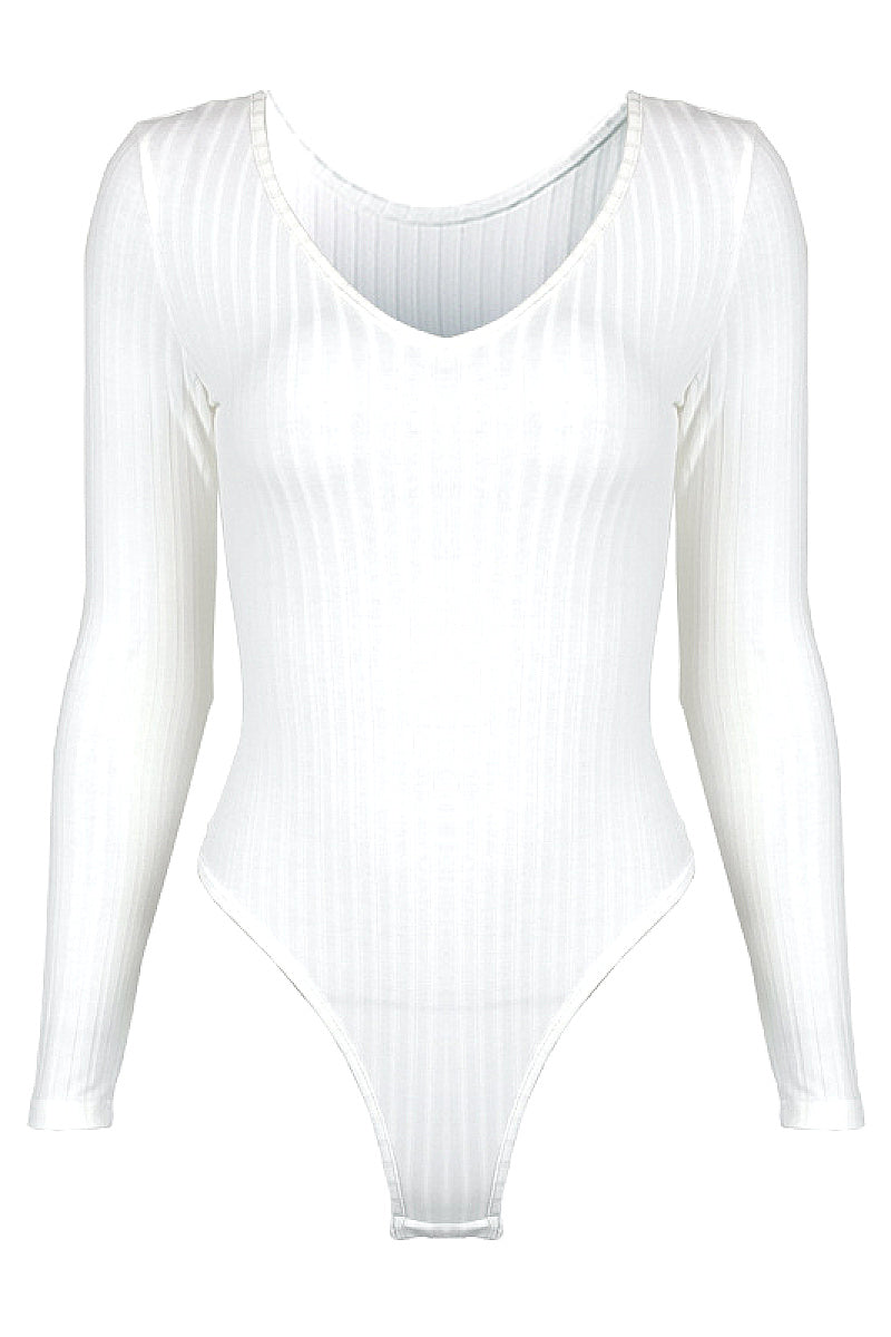 Sexy Slim Fit V-Neck Long Sleeve Bodysuit