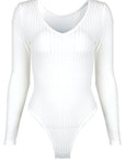 Sexy Slim Fit V-Neck Long Sleeve Bodysuit
