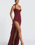 Chic Halter Neck A-Line Dress with Ruffle Hem